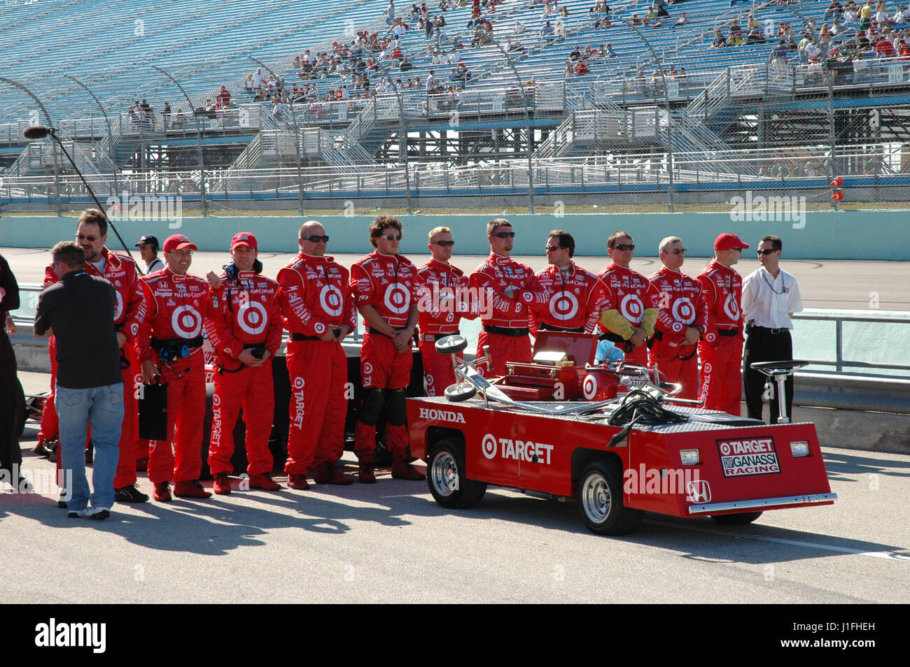 Indy racing Homestead Miami Speedway Mannschaften für den Rennsport Stockfoto