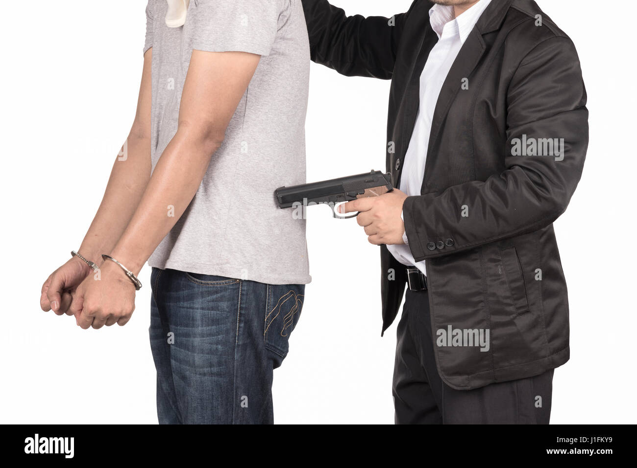 Er wurde wegen Diebstahl und Betrug verhaftet. Stockfoto