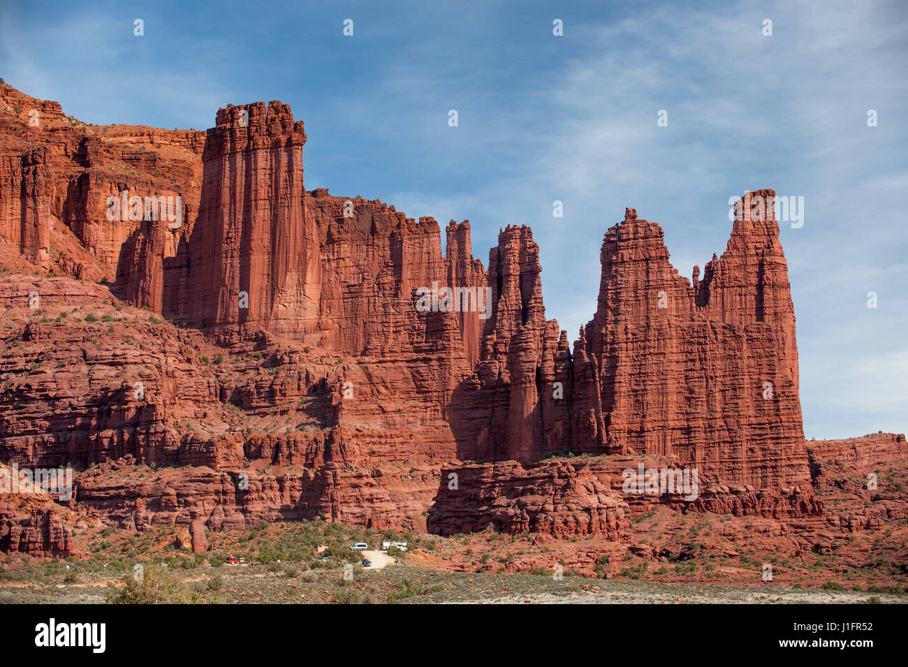 Fisher Towers, in der Nähe von Moab, Utah Stockfoto