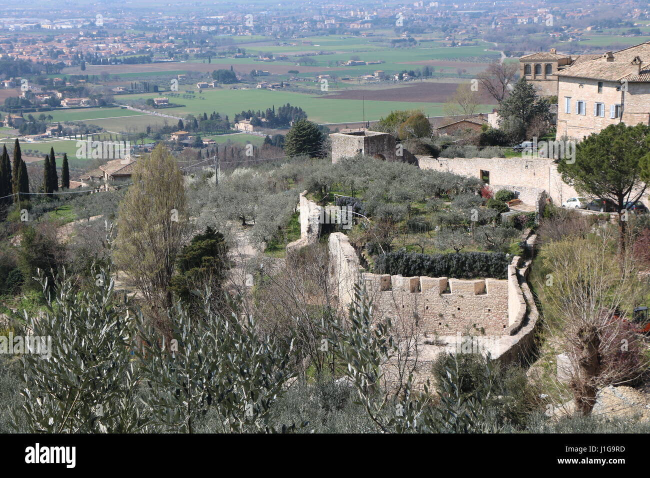 Tal der Tescio, Provinz Perugia in der Region Umbrien, an der Westflanke des Monte Subasio, Italien Stockfoto