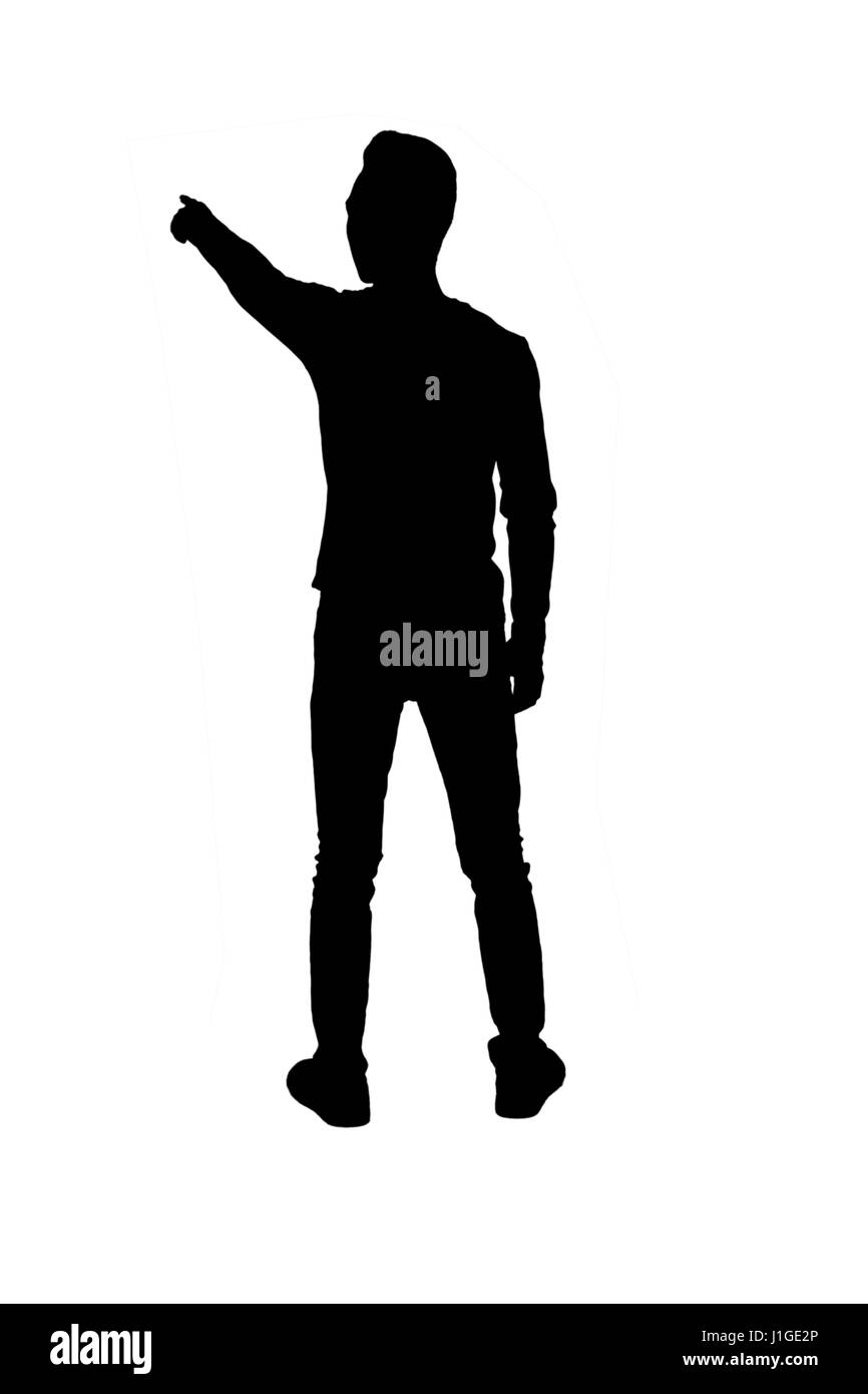 Mann-Silhouette auf weißem Hintergrund Stockfoto