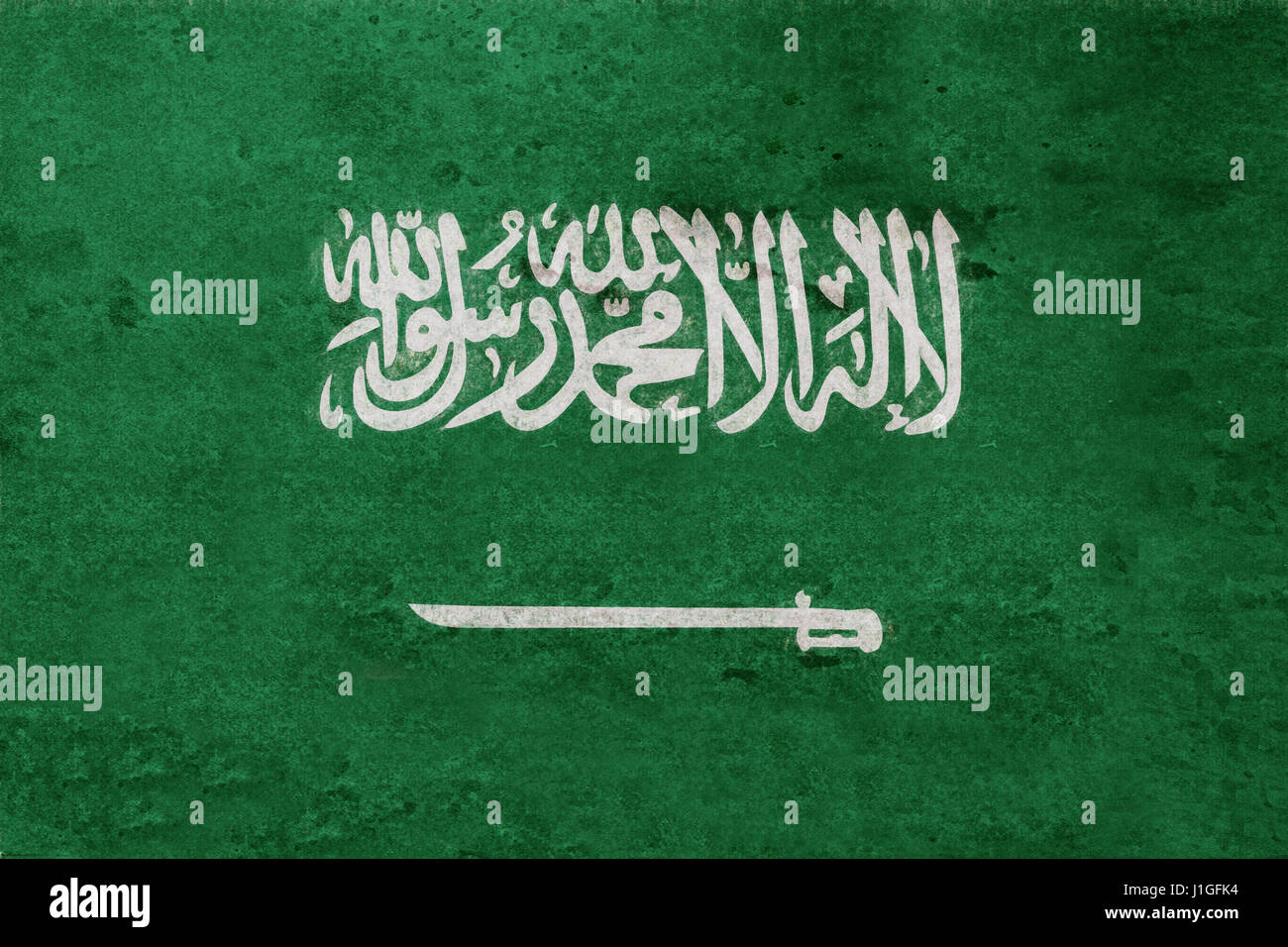 Abbildung der Flagge von Saudi-Arabien mit einem Grunge-Look. Stockfoto
