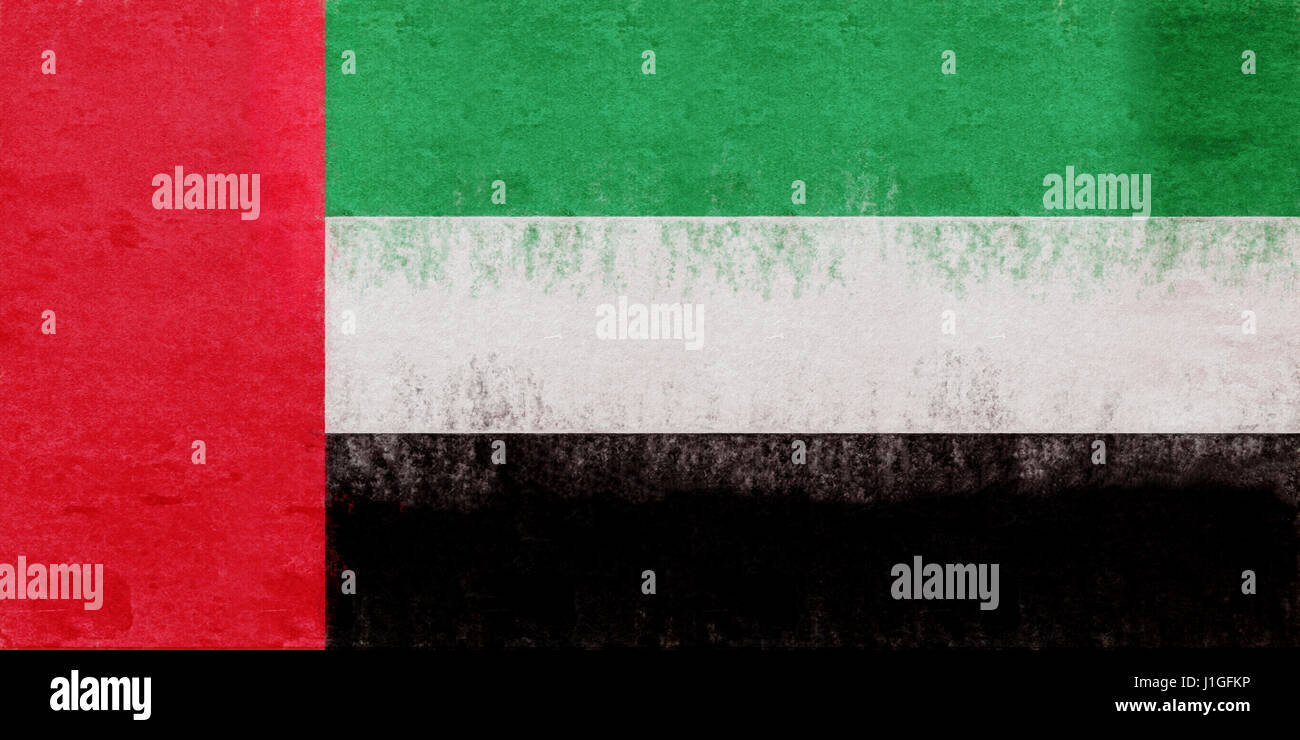 Abbildung der Flagge der Vereinigten Arabischen Emirate mit einem Grunge-Look. Stockfoto