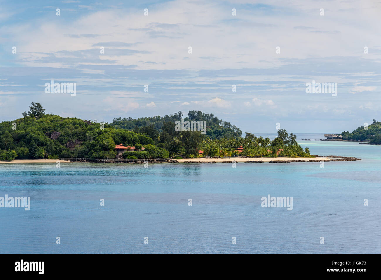 Blick auf die Strände an der Sainte Anne Marine National Park, Seychellen, Indischer Ozean, Ost-Afrika Stockfoto