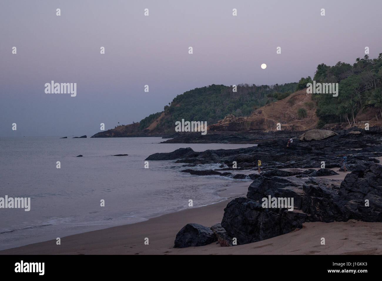 Monduntergang am Paradise beach Stockfoto