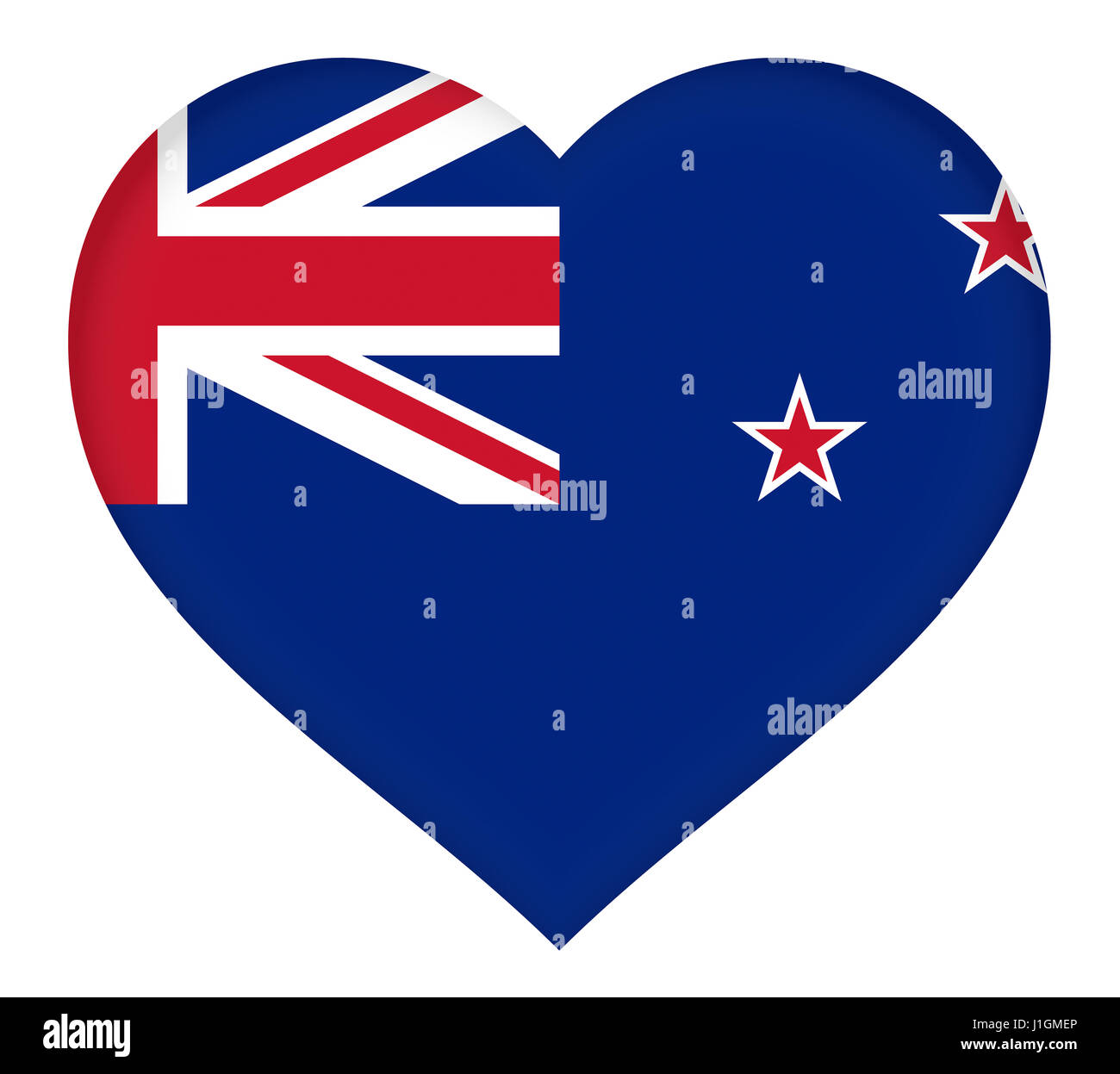 Abbildung der Flagge von Neuseeland wie ein Herz geformt Stockfoto