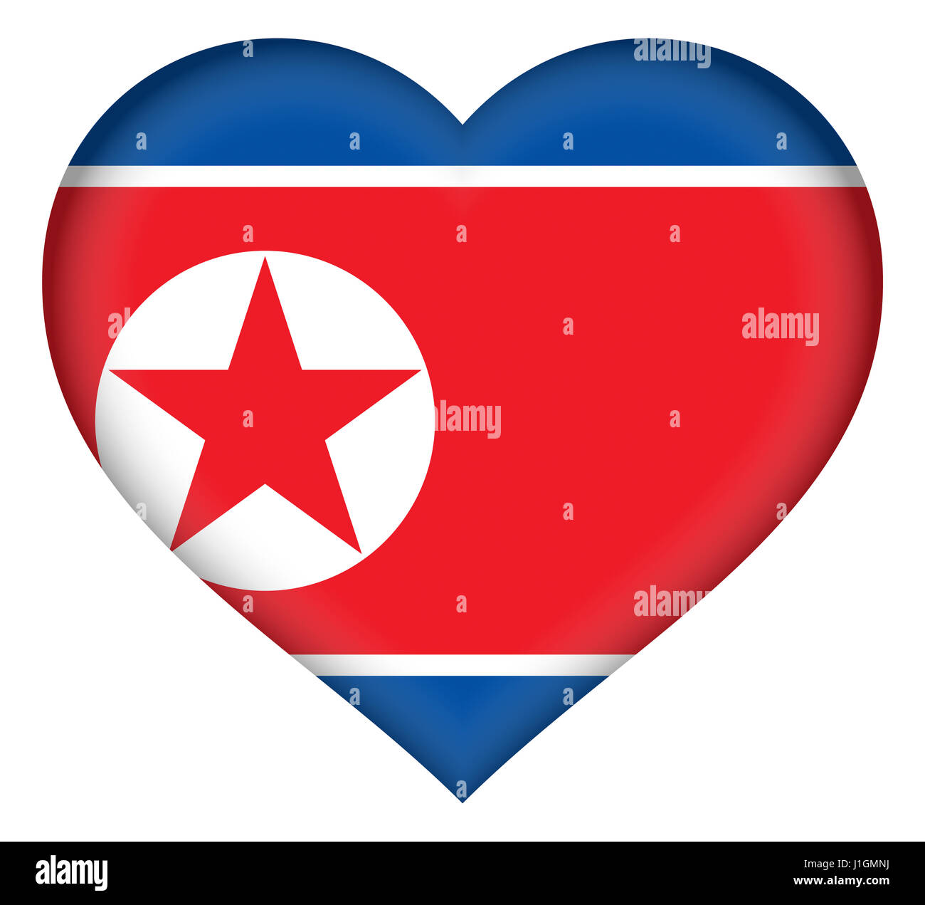 Abbildung der Flagge von Nordkorea wie ein Herz geformt Stockfoto