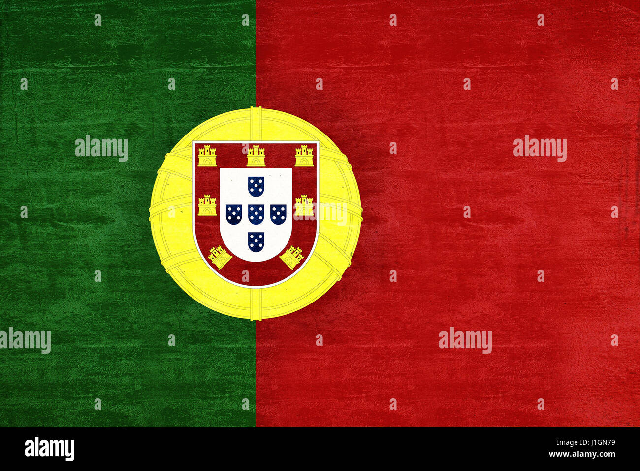 Abbildung der nationalen Flagge von Portugal mit einem Grunge-look Stockfoto