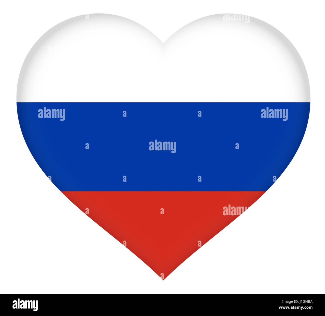 Abbildung der Staatsflagge der Russischen Föderation wie ein Herz geformt. Stockfoto