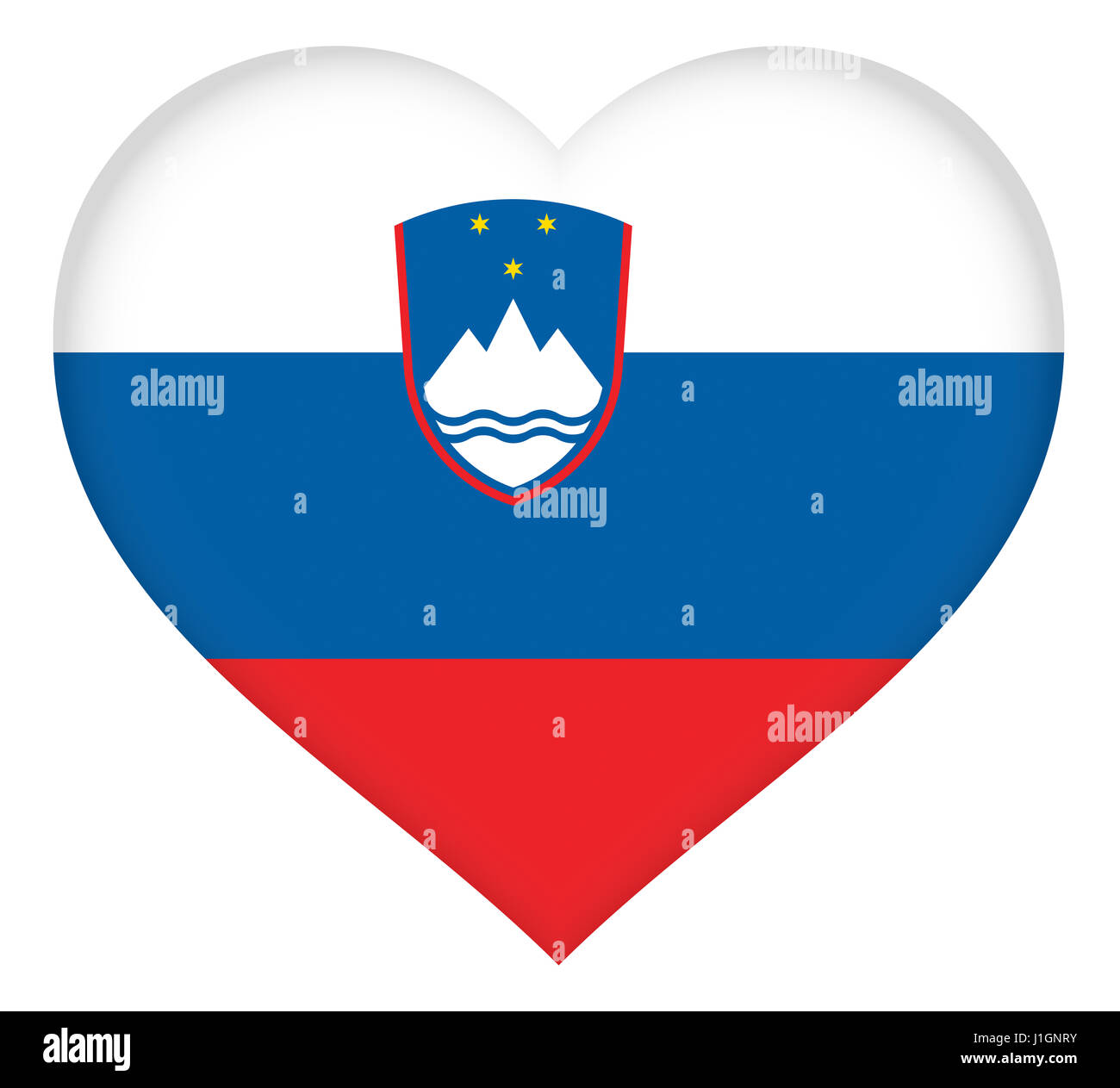 Abbildung der nationalen Flagge Sloweniens wie ein Herz geformt Stockfoto
