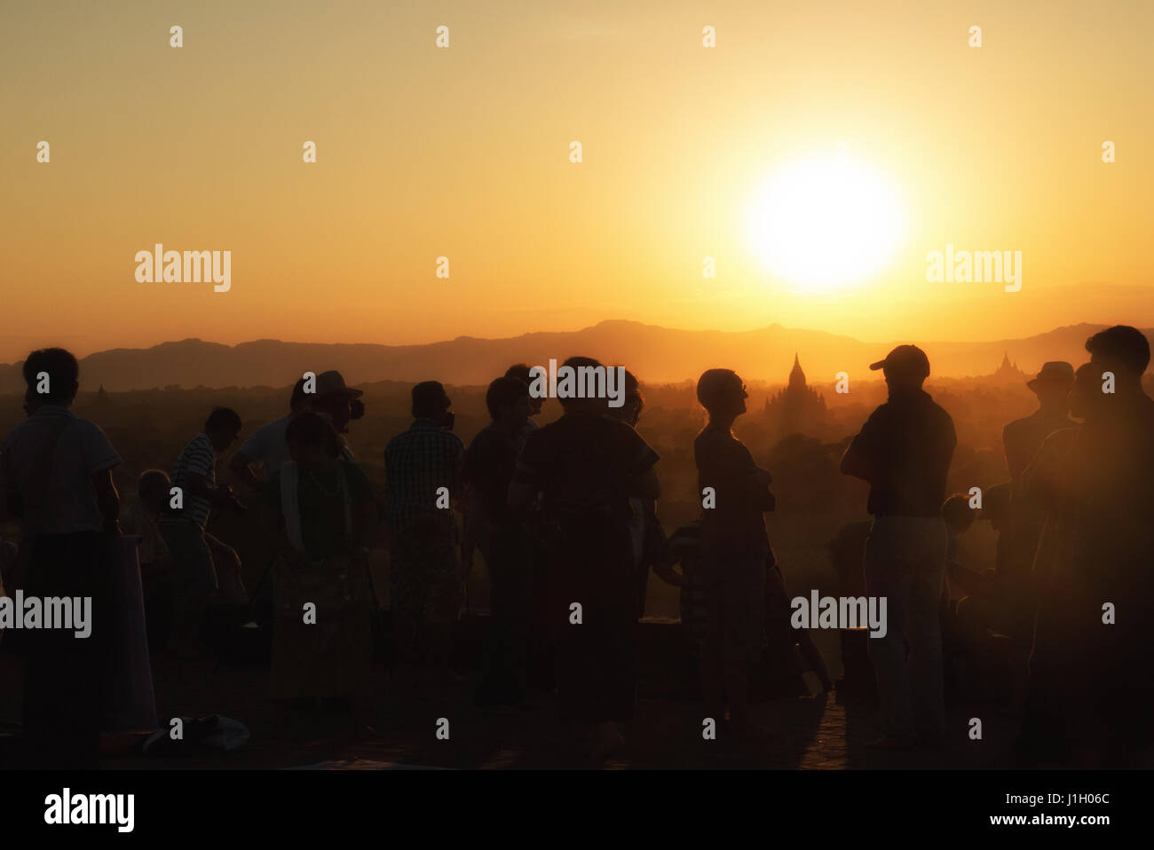 Bagan bei Sonnenuntergang, Myanmar. Stockfoto