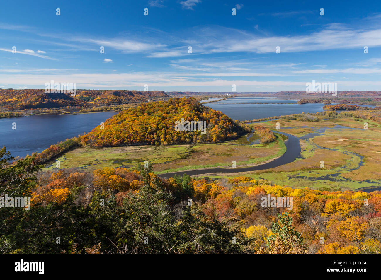 Mississippi River Vista im Herbst Stockfoto