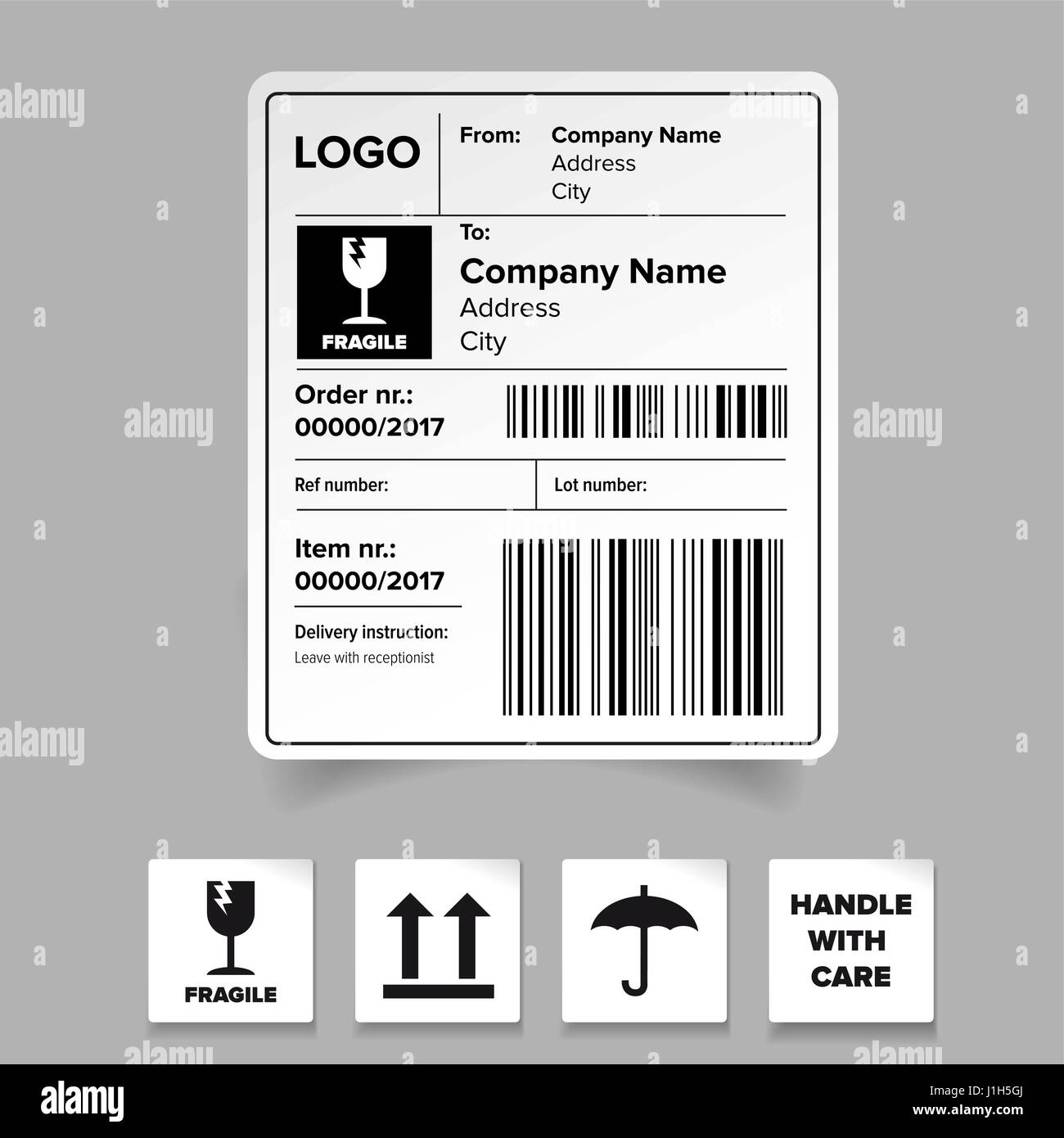 Versand Etikettenvorlage Stock Vektor