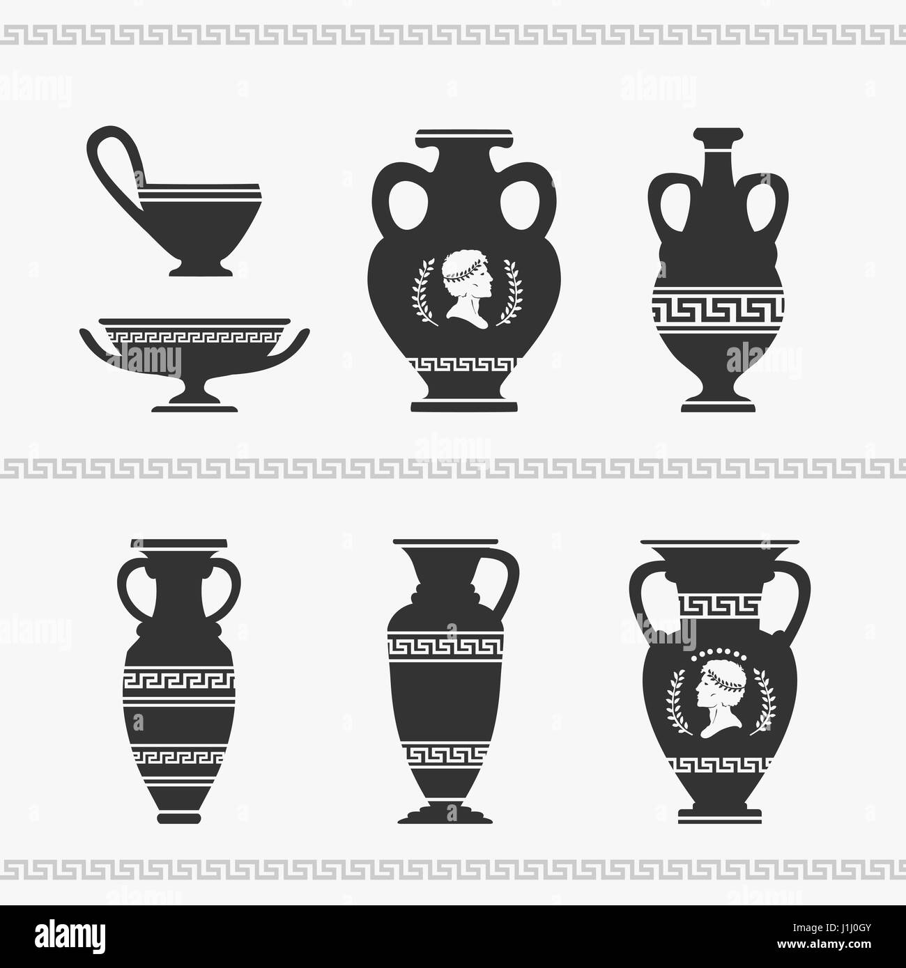 Griechische Vase Set Vektor-Illustration Stock Vektor