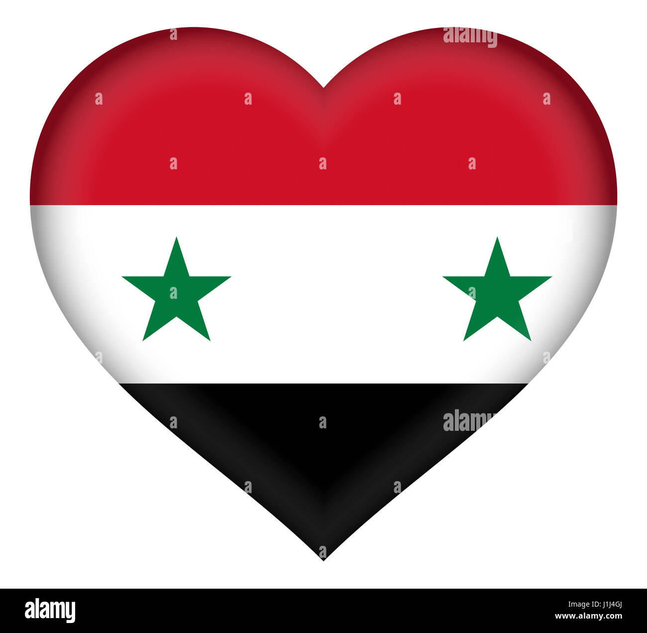 Abbildung der Flagge Syriens, die wie ein Herz geformt Stockfoto