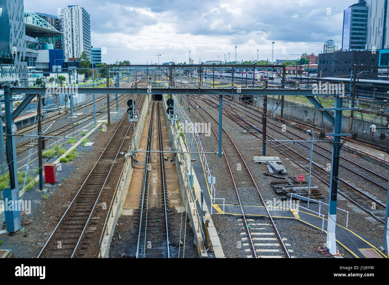 Schienen-Austausch in Southern Cross Bahnhof kommen. Melbourne, Victoria, Australien Stockfoto
