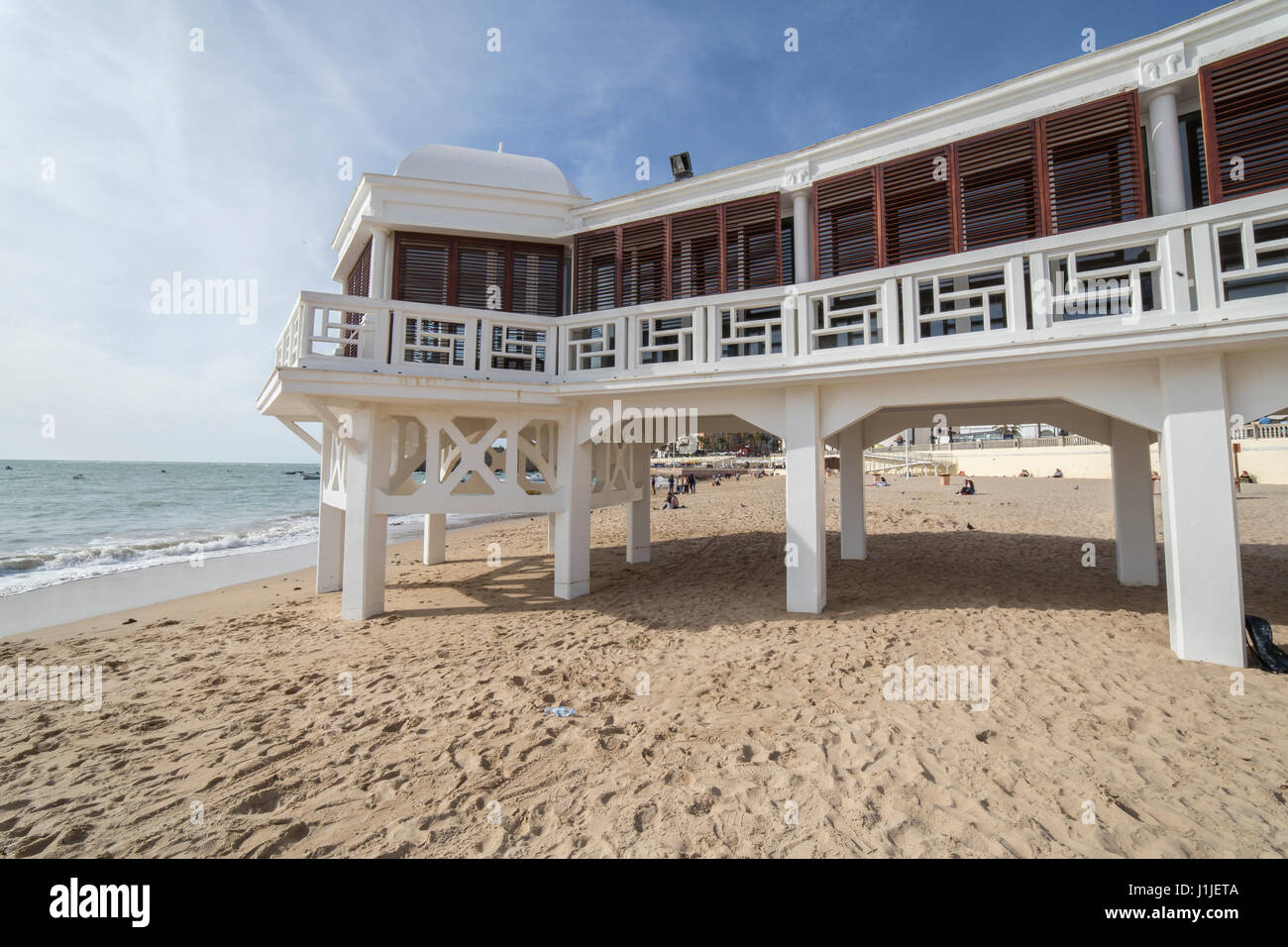 Caleta Strand mitten in der Altstadt ist die beliebteste der Strände von Cadiz Andalusien Spanien Stockfoto