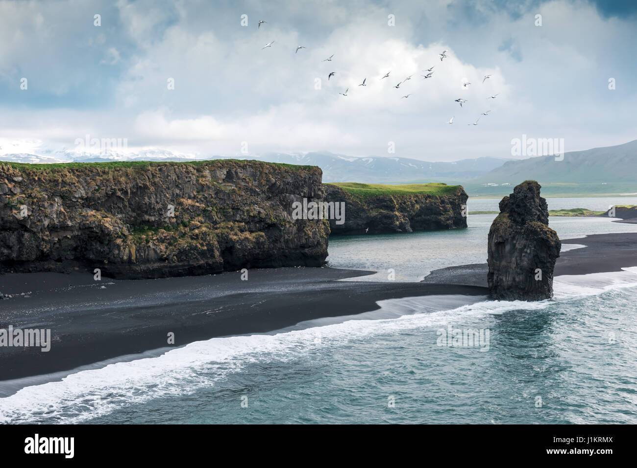 Schwarzen Strand. Reynisdrangar, Vik, Island Stockfoto