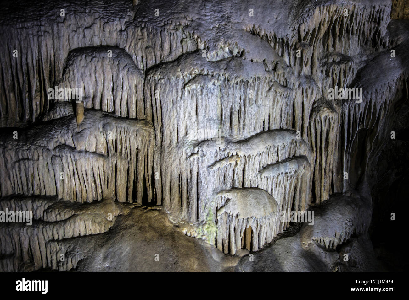 Schmelzstein / Höhle Vorhänge, Ablagerungen von Calcit in die Grotten von Han-Sur-Lesse / Grottes de Han, belgische Ardennen, Belgien Stockfoto