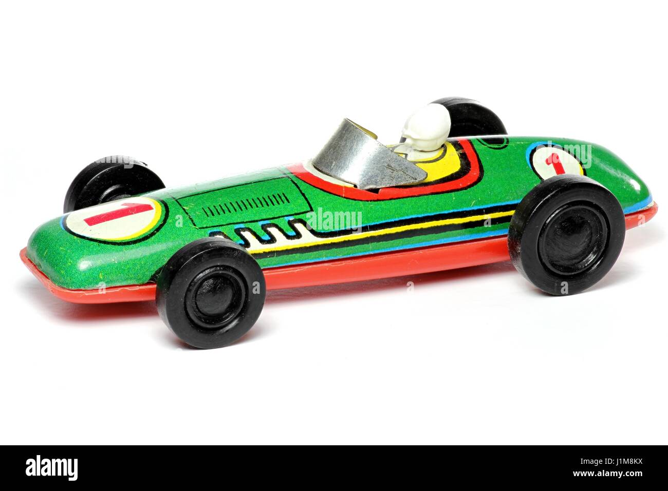 altes Modell Racer isoliert auf weißem Hintergrund Stockfoto