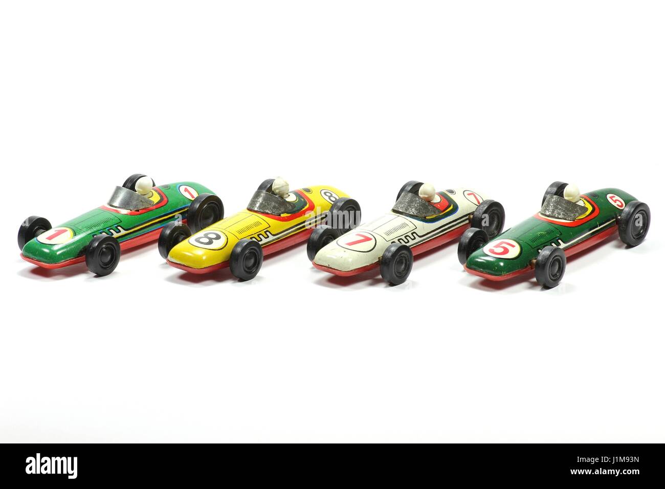 altes Modell Racer isoliert auf weißem Hintergrund Stockfoto