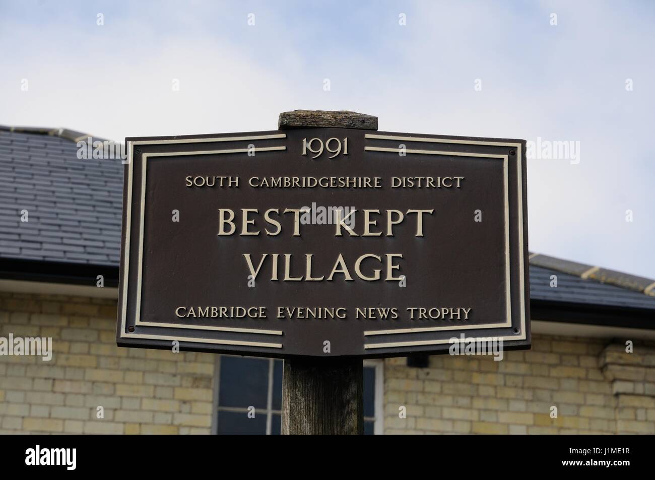 Das bestgehütetste Ortsschild, Melbourn, Cambridgeshire Stockfoto