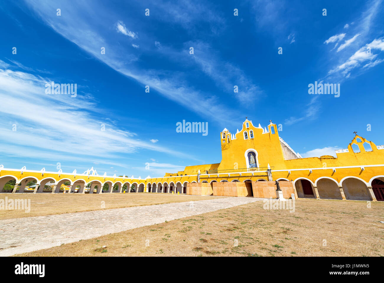 Hof vor dem Kloster in Izamal, Mexiko Stockfoto