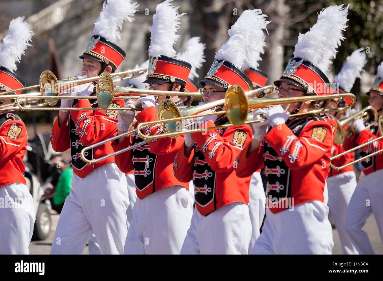 High School marching band Posaunensatz - USA Stockfoto