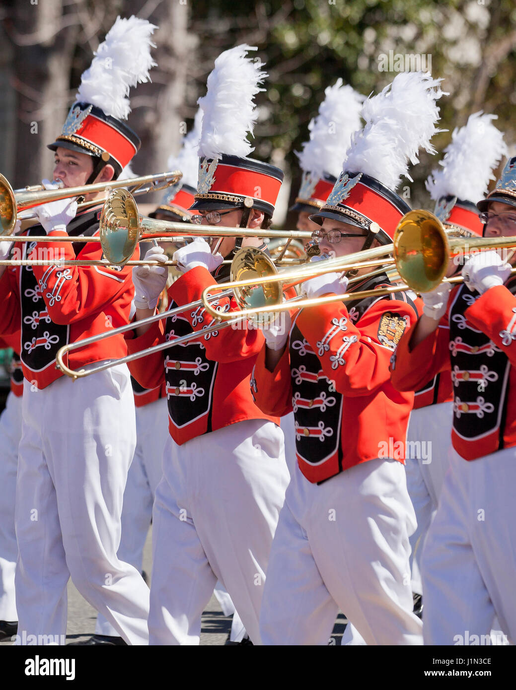 High School marching band Posaunensatz - USA Stockfoto