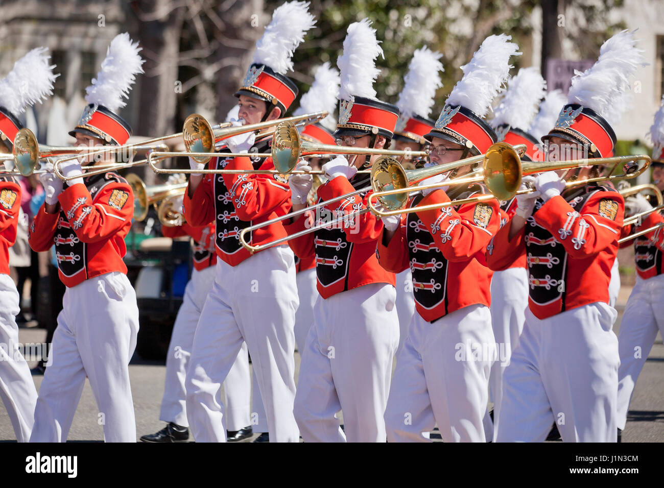 High School marching band Posaunensatz - USA Stockfoto