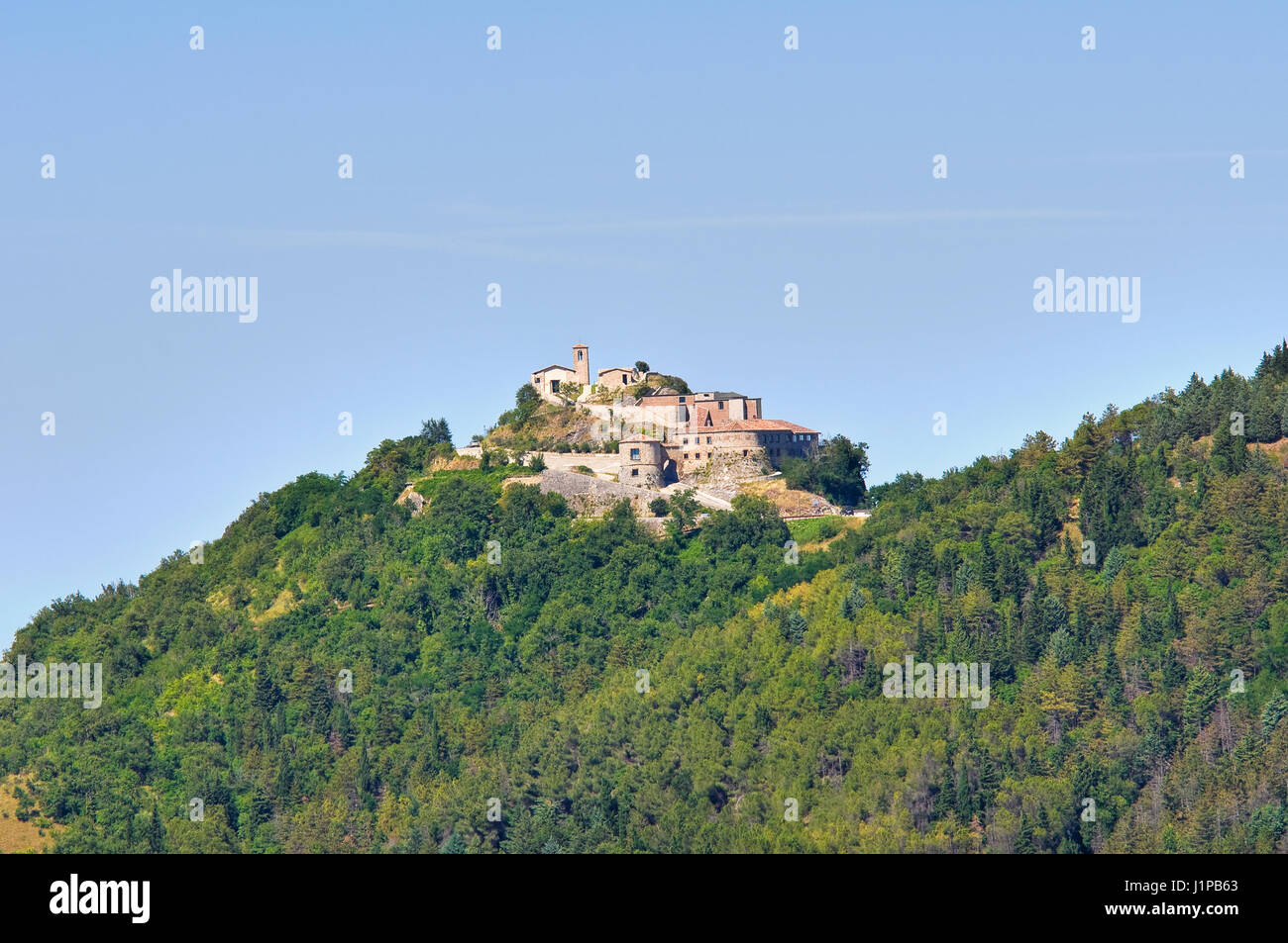 Scorticata Burg. Torriana. Emilia-Romagna. Italien. Stockfoto