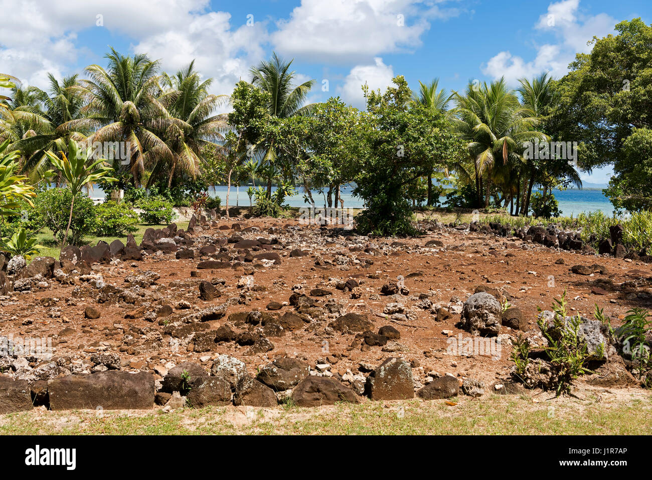 Religiösen Zentrum der polynesischen Ureinwohner, Marae Taputapuatea, Raiatea, Französisch-Polynesien Stockfoto