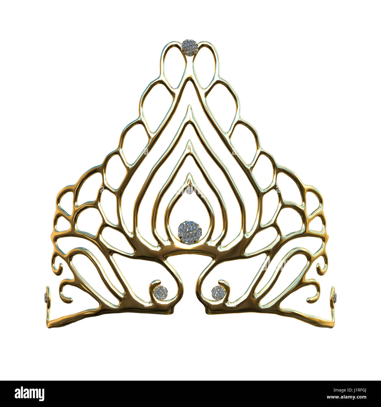 3D-Rendering einer Königinnen Krone isoliert auf weißem Hintergrund Stockfoto