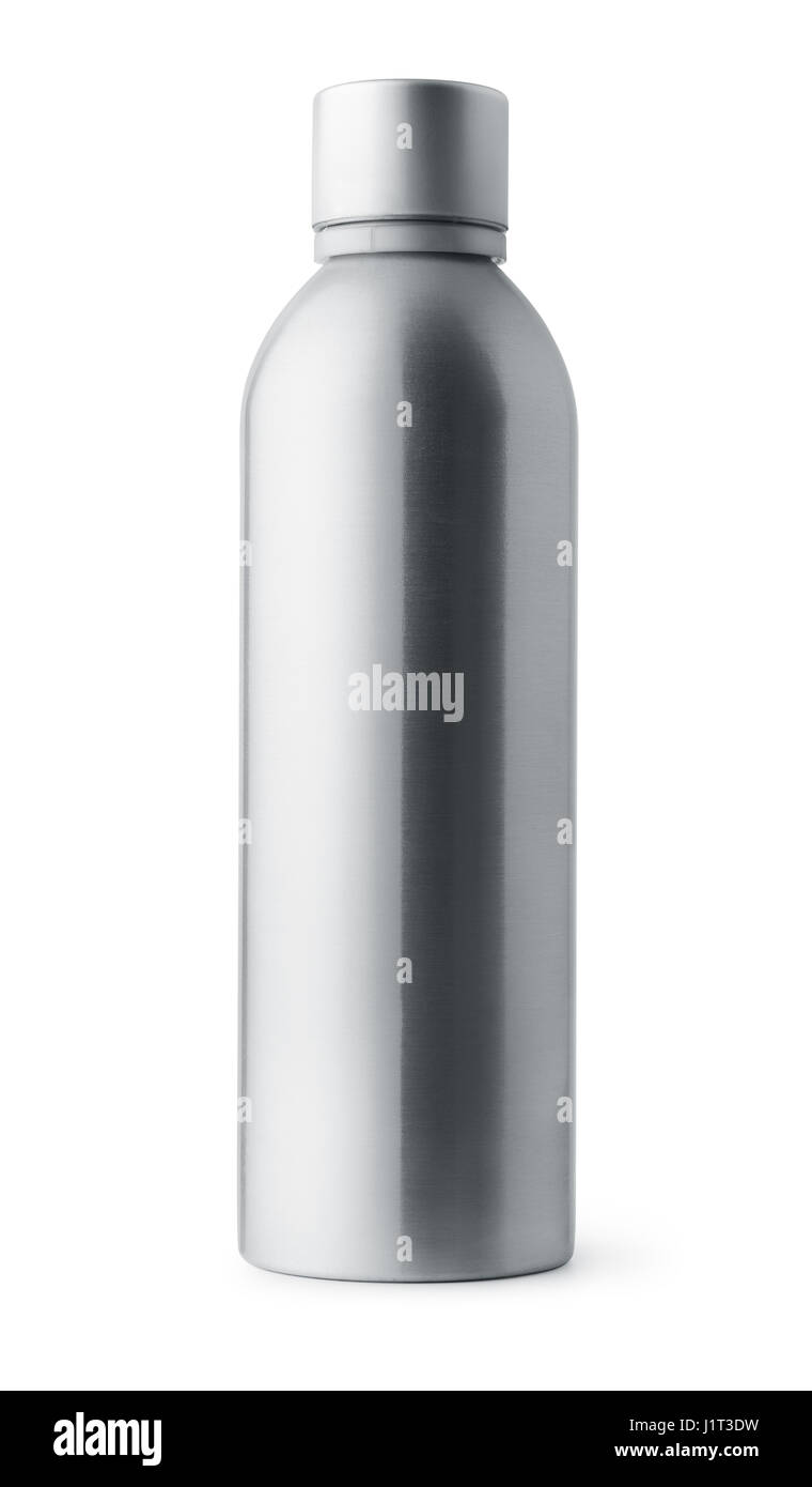 Aluminium-Flasche isoliert auf weiss Stockfoto