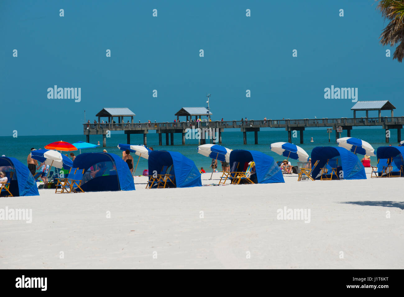 Cabanas am Strand Stockfoto