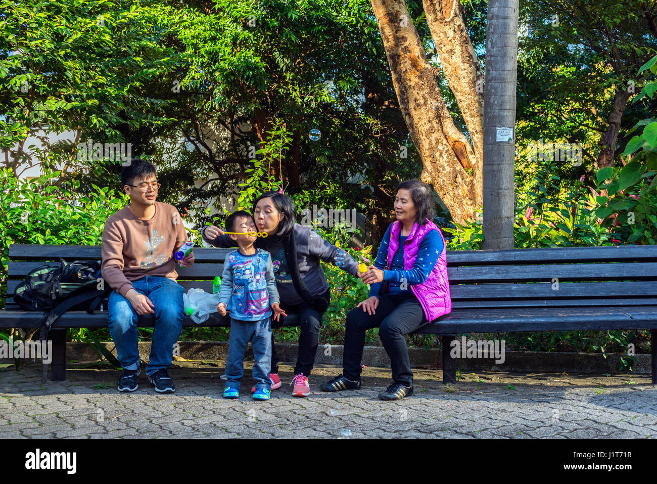 Familiengruppe, Hong Kong Park, Hongkong Stockfoto