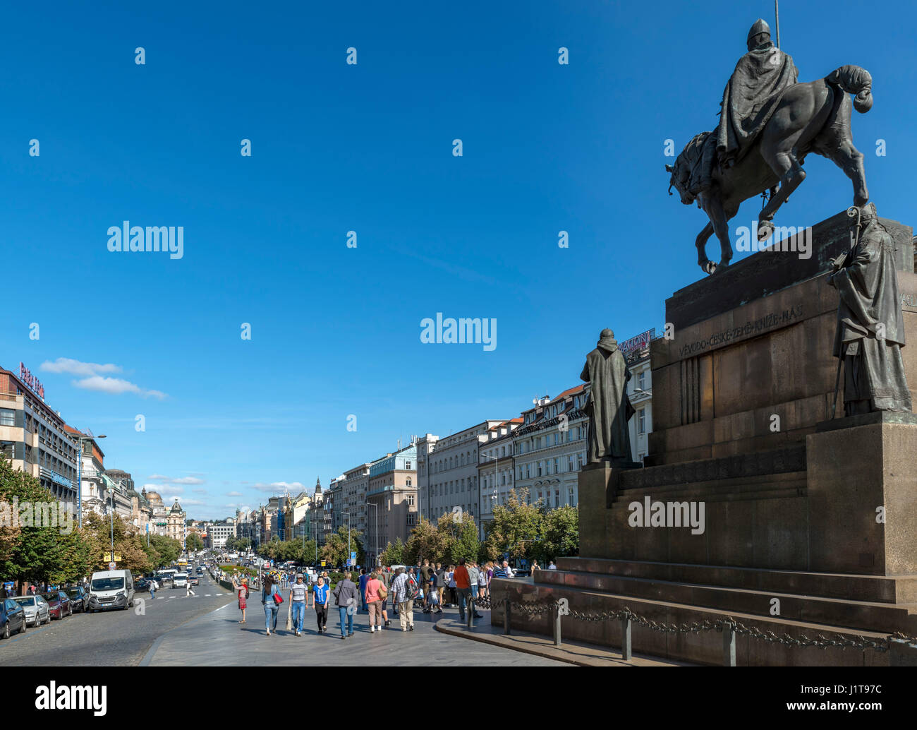 Statue von St. Wenzel Wenzelsplatz (Václavské Náměstí), Prag, Tschechische Republik Stockfoto