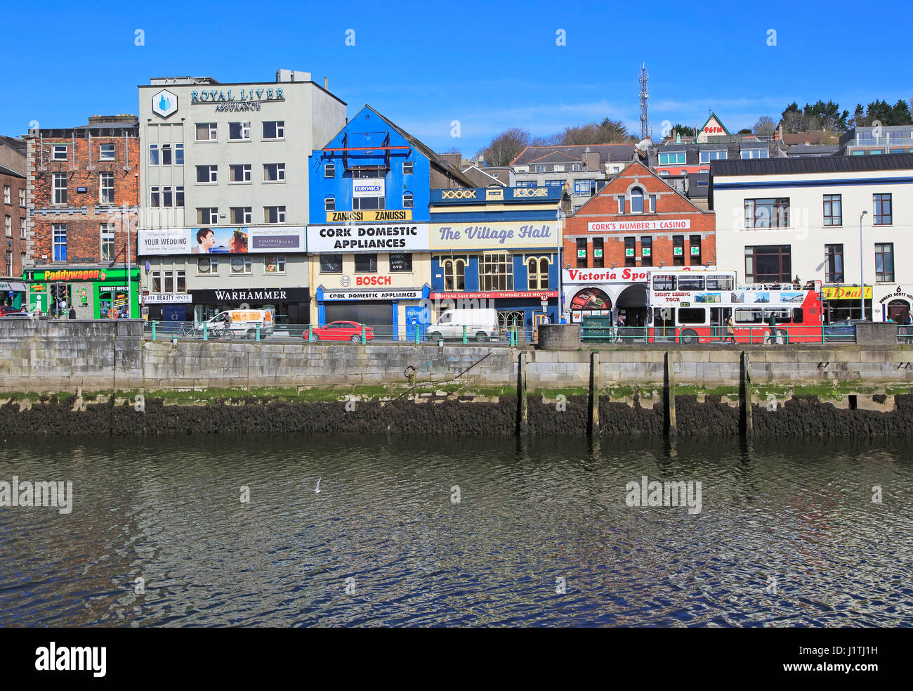 Farbenfrohen Gebäuden auf Patricks Quay, River Lee, Stadt Cork, County Cork, Irland, Republik Irland Stockfoto