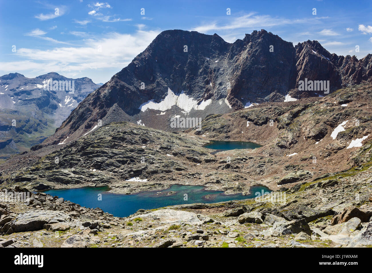 Wandern im Aostatal, Italien. Ansicht des dritten See Lussert aus veränderlich Col. Stockfoto
