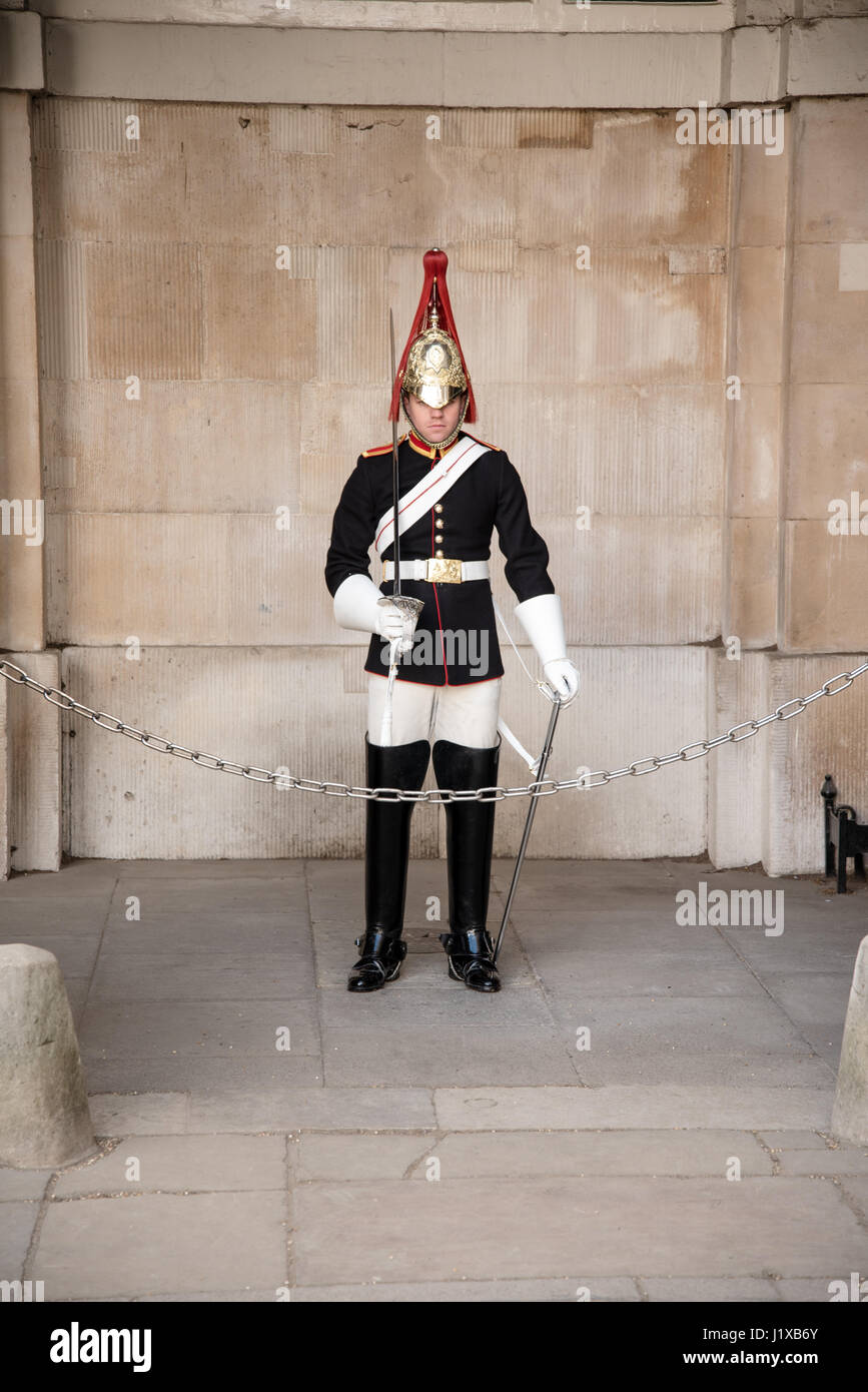 Berittene Soldaten, Blues And Royals, Horse Guards, London, Vereinigtes Königreich. Stockfoto
