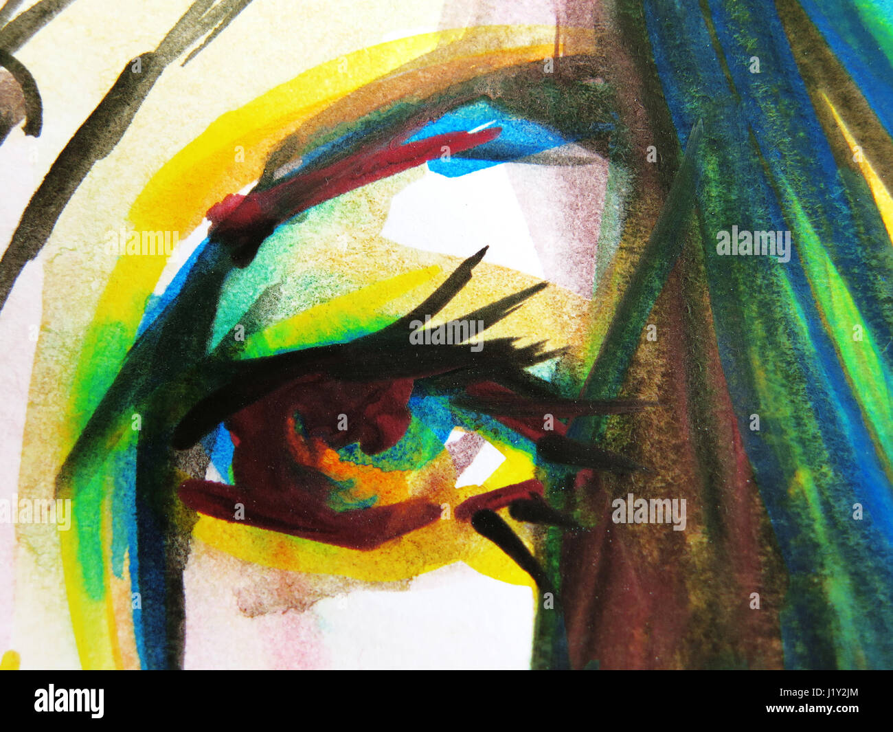 Abstrakte Aquarell Closeup schöne Frau Augen Stockfoto
