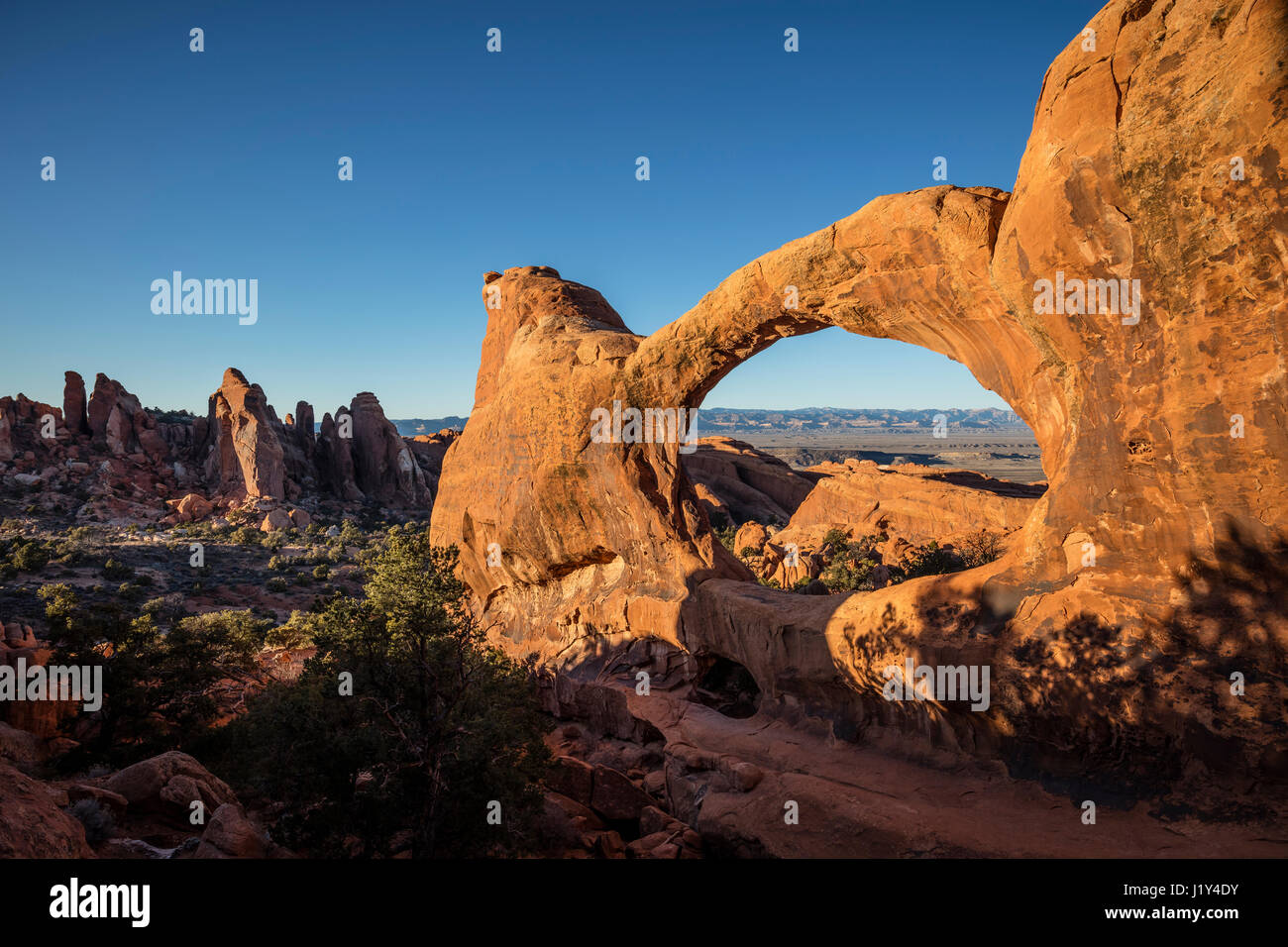 Double O Arch, Arches-Nationalpark, Moab, Utah. Stockfoto