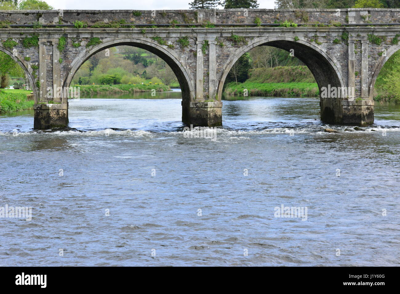 Die Brücke über den Fluss Nore in Inistioge in Irland Stockfoto