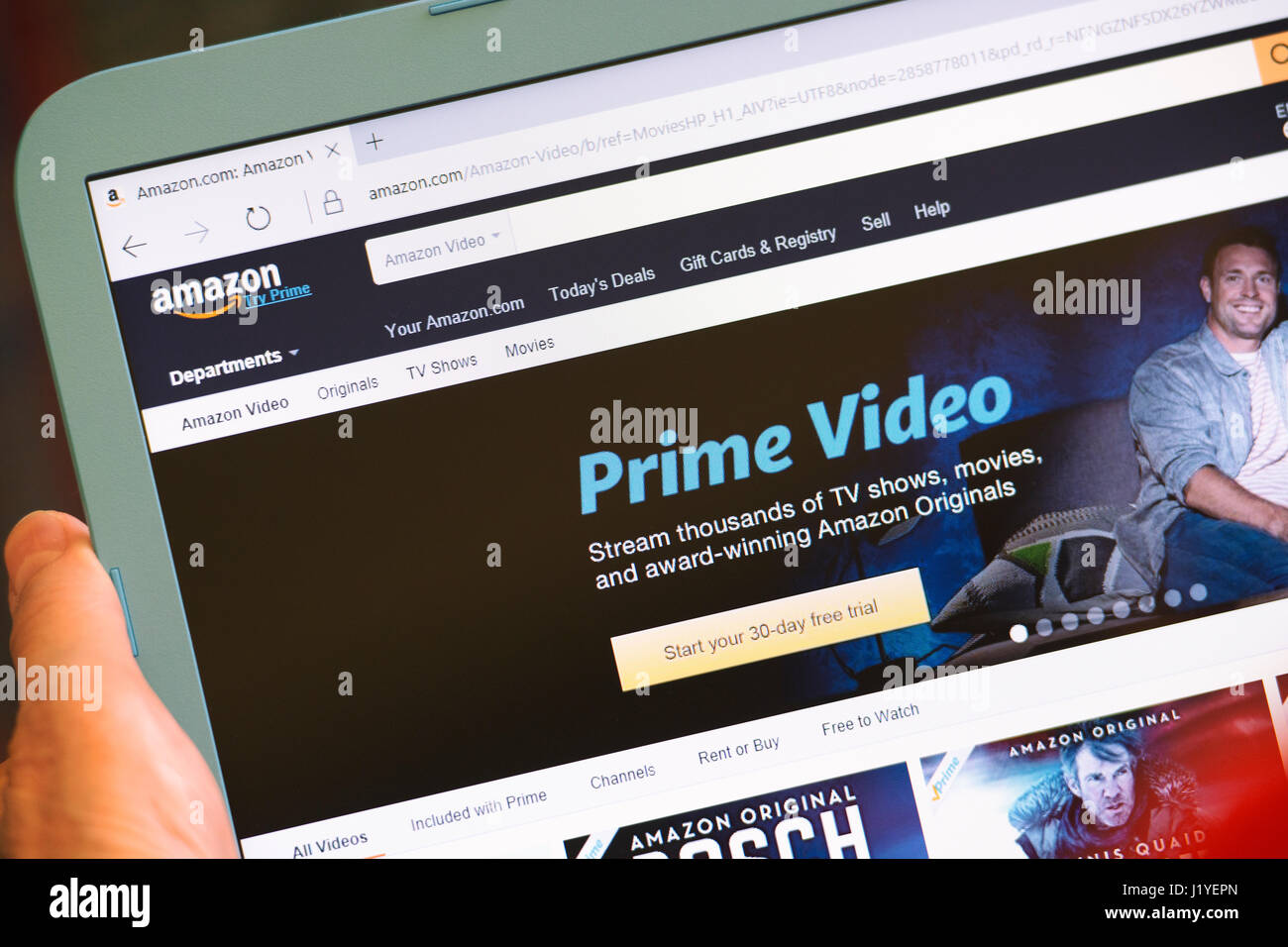 Amazon Prime, Prime Video Registrierung anmelden Seite, Website Stockfoto
