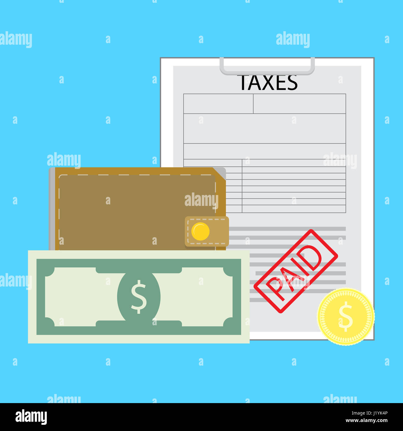 Steuer-Konzept zu bezahlen. Zahltag Zahlung Banknote Geld, Vektor-illustration Stockfoto