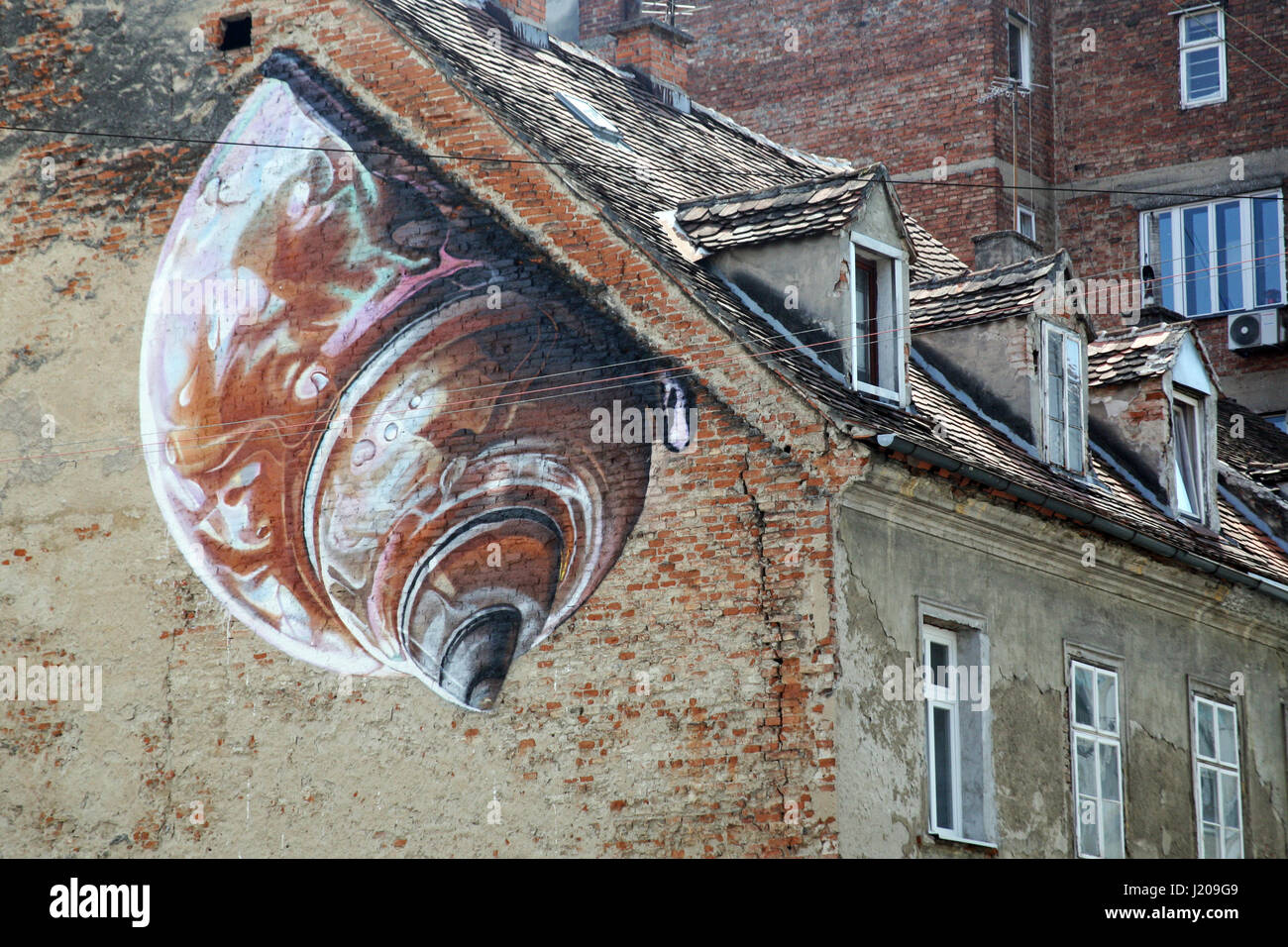 Straßen von Zagreb, ausgefallene bemalten Fassaden, Kroatien, Europa, 1 Stockfoto