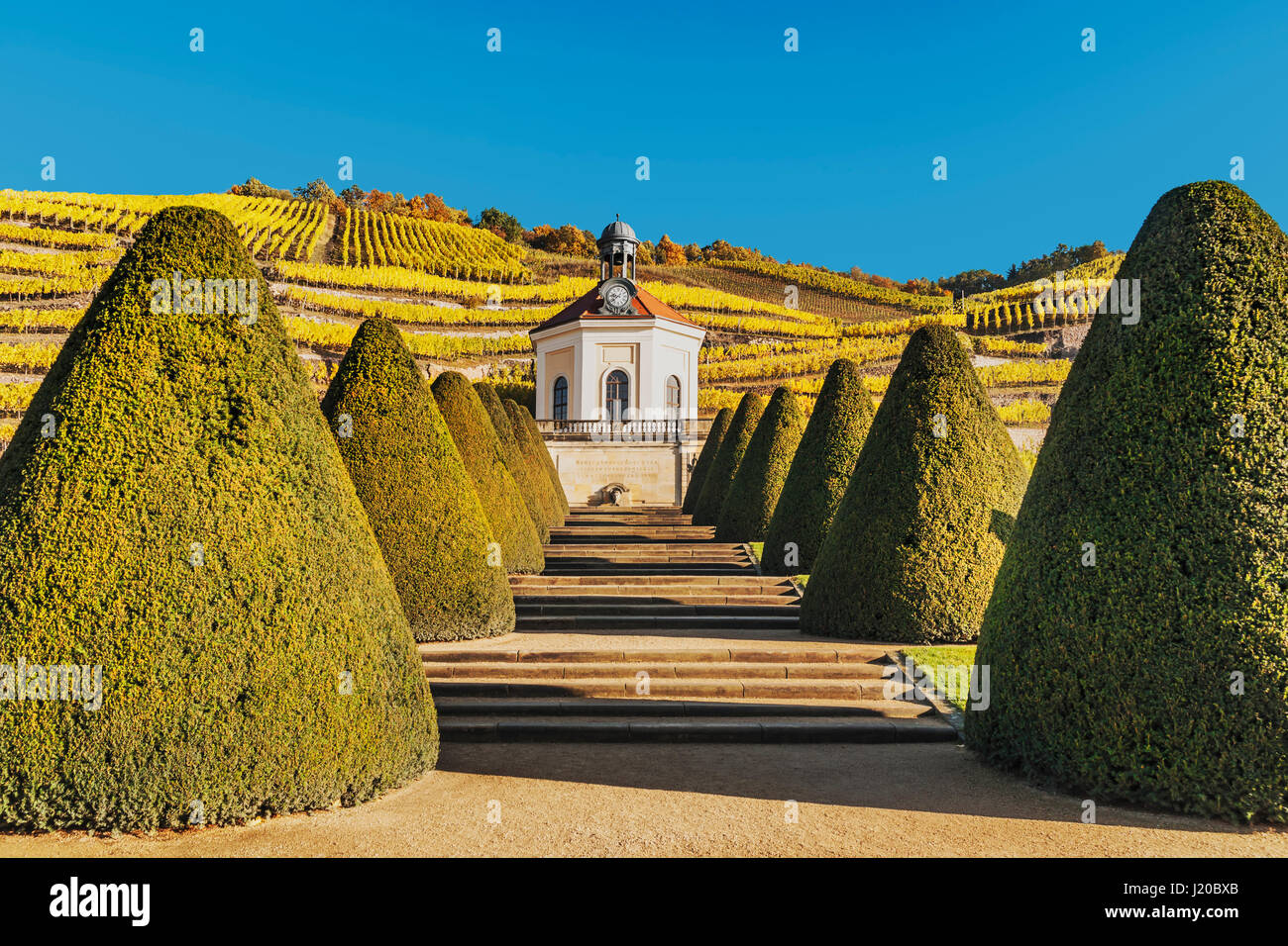Das Belvedere ist ein Teil der Gärten von Schloss Wackerbarth in