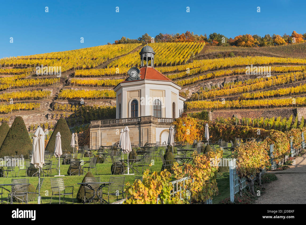 Das Belvedere ist ein Teil der Gärten von Schloss Wackerbarth in