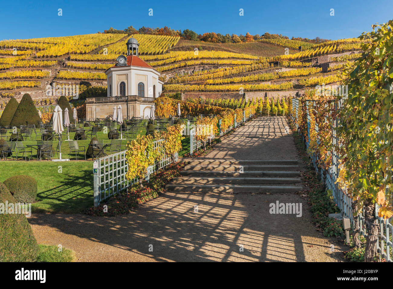 Das Belvedere ist ein Teil der Gärten von Schloss Wackerbarth in