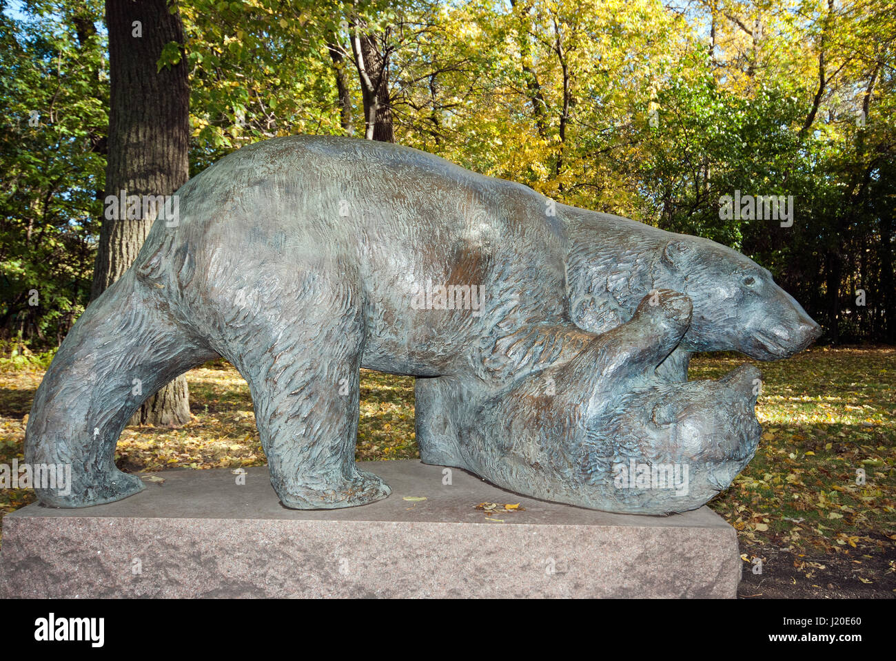 Bronze-Skulptur in der Leo Mol Sculpture Garden, Assiniboine Park, Winnipeg, Manitoba, Kanada Stockfoto